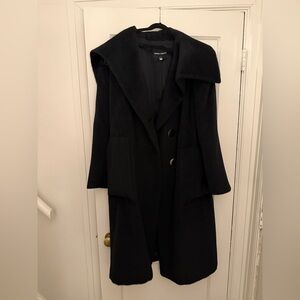 Vintage Giorgio Armani Alpaca Wool Coat Black Made in Italy IT 44